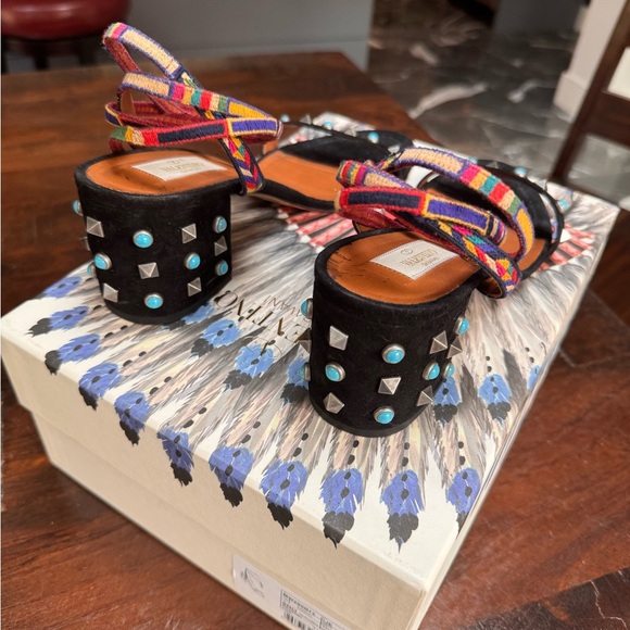 Valentino Black and Turquoise Heels - Picture 3 of 5